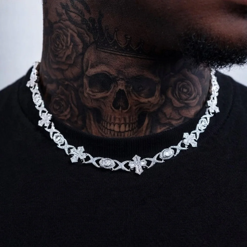 Silver cross Link Necklace 18inch - Men's Accessories